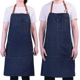Denim Apron Adjustable Pocket Baking Cooking Oil Resistant Kitchen Bar Chefs Bib