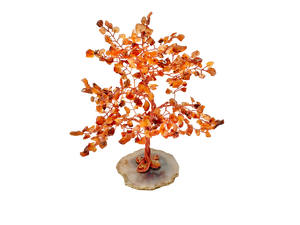 Crystal Chips Tree With Agate Slice Base Carnelian Ornaments Money Tree