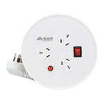 Extension Lead Reel with 3 Outputs & Surge Protection 150mm Diameter White 3m
