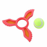 2x Dog Toy Fetch Flyer Foam Dart Tennis Ball Rubber Pet Puppy Toy RED