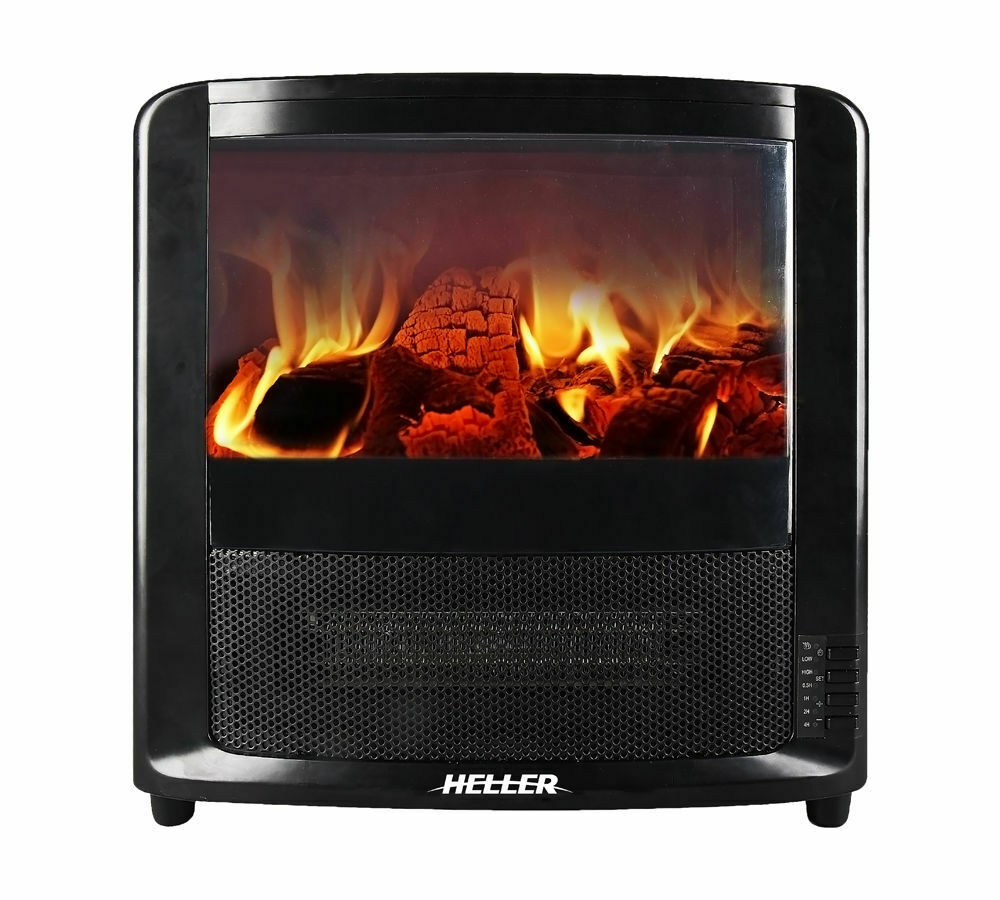 Portable Electric Fireplace Heater 2000W Heller Heating Flame Fire Eff ...
