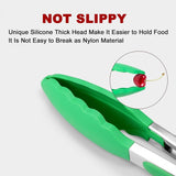 Set of 2 Cooking Tongs 9-Inch & 12-Inch Premium Silicone BPA Free NonStick Green