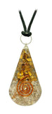 Tiger Eye & Clear Quartz Copper Coil Teardrop Orgonite Pendant Healing Necklace