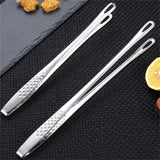 Silver Stainless Steel long Food Tongs Kitchen Straight Grill Tweezers B - 28cm