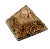 Tiger Eye Merkabah Orgonite Pyramid Clear Quartz Chakra Healing Crystal