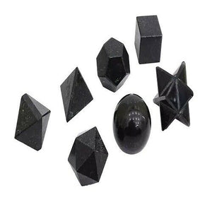 7 Pieces Black Tourmaline Sacred Geometry Crystal Healing Spiritual Meditation