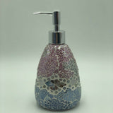 Pink Aztec Glass Mosaic Soap Dispenser Pump Bottle Holder Crystal Colourful