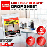 Plastic Drop Sheet Protection Clear Reusable Durable 2m x 6m Handy Hardware