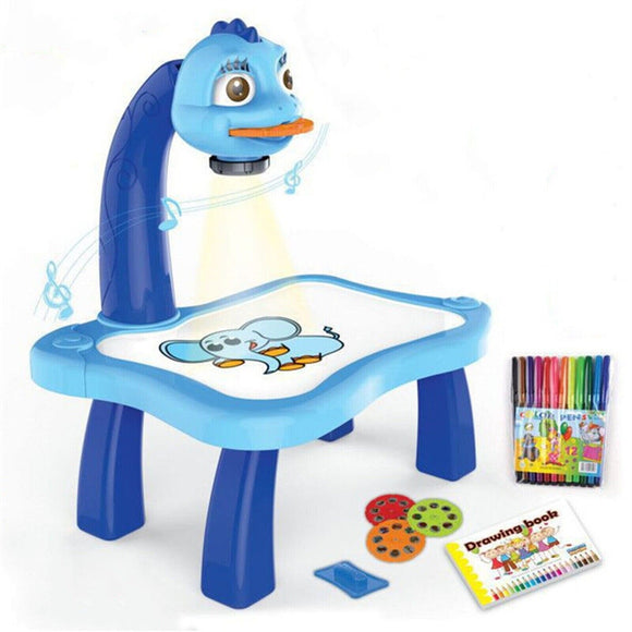 1x Kids Drawing Projector Table Projection Drawing Board Educational Toy - Blue