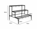 Plant 3 Tier Stand Rectangle Metal Flower Pot Planter Shelf Black