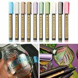 10pcs Metallic Paint Pens Sets Fine Art Marker Metal Glass Rock Waterproof AU