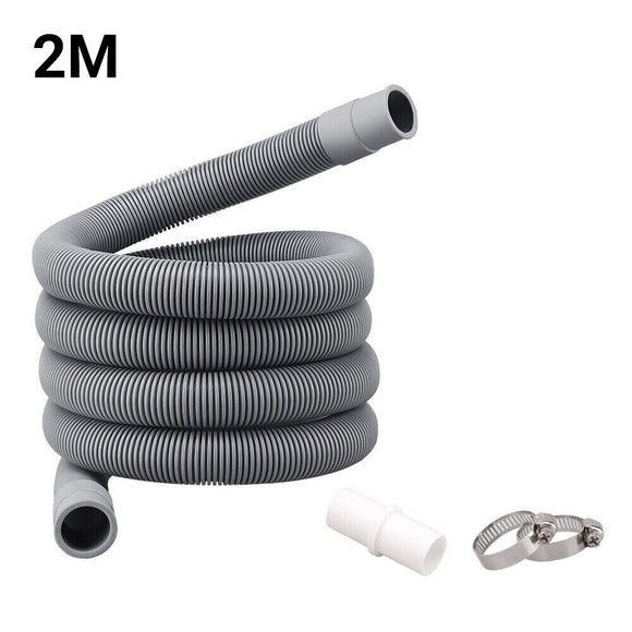 2M Washing Machine Dishwasher Drain Waste Hose Extension Pipe Sets Universal