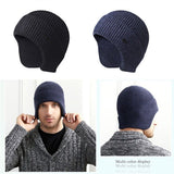Beanie Hat With Earflaps Winter Warm Men Knitted Outdoor Ski Skull Cap - Beige