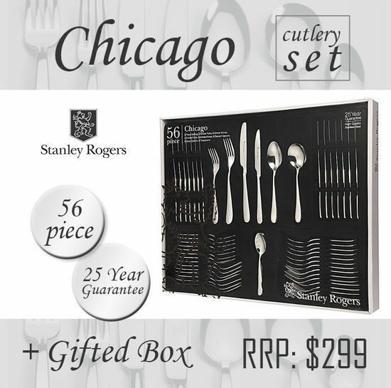 Stanley Rogers Chicago 56 Piece Stainless Steel Cutlery Set Gift Box