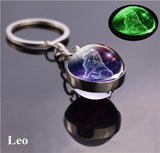 1x Keychain Constellation Keyring Luminous Glass Ball Pendant - Leo