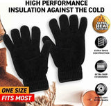 1 pair Gloves Mens Heat Control Thermal Lined Chenille Fashion Black One Size