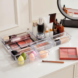 16PCS Drawer Organiser Set Clear Plastic Desk Drawer Makeup Office Jewelery