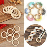 10x Natural Round Wood Rings Raw Craft Donut Ring Wooden Circle Beads 40mm