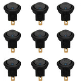 10x Blue Light LED 12V Car Boat Truck Round Rocker Toggle ON/OFF Round Switch