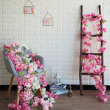 1x Artificial Silk Sakura Flowers Fake Vine Hanging Garland Floral 2.1M -White