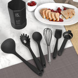 15 pieces Safe Silicone Cooking Utensils Set 446°F Heat Resistant Kitchen Black