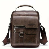 WEIXIER Crossbody Bag Men'S Shoulder Bag Vintage Leather Vertical - Dark Brown