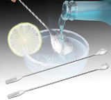 2x Stainless Steel Bar Cocktail Mixing Twist Spoon Long Handle Drink Stirring