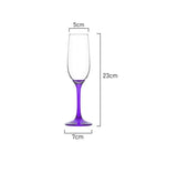 6x Clear Glass Coloured Base Sparkling Champagne Flute Drink Kitchen Gift 215ml