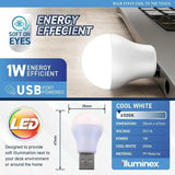 2PK Mini USB Light Lamp illuminex 1W 5V Cool White USB Bulb Night Globes