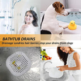 Hair Catcher Square Drain Cover Silicone Hair Stopper with Suction White & Grey