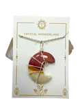 Mookaite Half Moon Shape Pendant Necklace Silver Healing Polished Tumbled