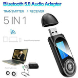 USB Bluetooth 5.0 Transmitter Receiver Audio Adapter AUX 3.5mm TV CAR PC Speaker