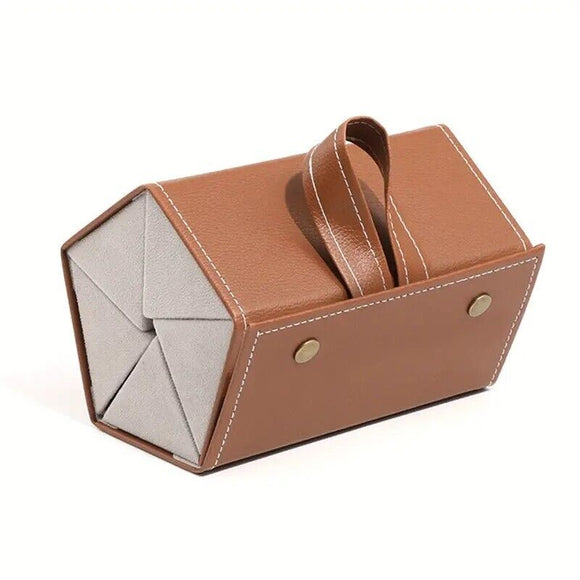 Sunglasses Storage Organizer 5 Slot Eyeglasses Holder Foldable Travel Case Beige