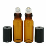 10pcs Roller Rollerball Perfume Essential Oil Roll On Ball Amber Glass Bottle