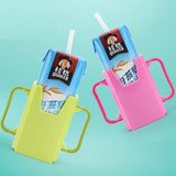 Juice Drink Pouch Box Adjustable Handles Toddler Baby Kids Milk Cup Holder -Pink