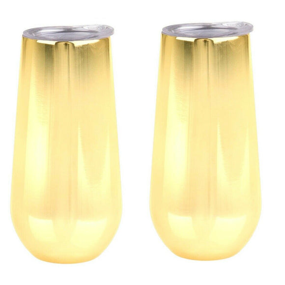 2 Pack Oasis 180ml Double Insulated Stemless Champagne Wine Tumbler w/ Lids