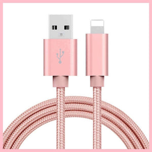 Braided USB Charger Phone Cable Cord iPhone 14 13 12 11 Pro Max XR iPad- Pink 1M