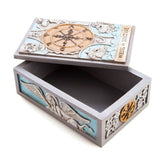 Wheel Of Fortune Design Wooden Box Jewellery Tarot Cards Stones Crystal