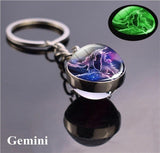 1x Keychain Constellation Keyring Luminous Glass Ball Pendant - Gemini