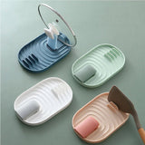 Style Pot Lid Shovel Storage Rack Practical Kitchen Pot Lid Spatula Holder Blue
