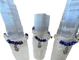 1pc Evil Eye Hamsa Hand Clear Quartz Crystals Protection Bracelet 8mm Healing