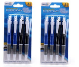 8x Pen Standard Retractable Ballpoint Pen Fine Point 0.7mm - Black and Blue