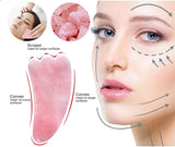 Natural Rose Quartz Facial Jade Gua Sha Stone Beauty Massage Tool Face Massager