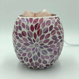 Pink Flower Glass Mosaic Vase Bowl Himalayan Crystal Salt Lamp Natural Rock