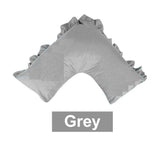 Ruffled U Shape Tri Boomerang Pillowcase 280TC Poly Cotton Bed Decor- Grey