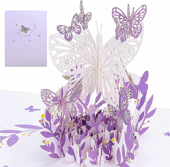 Butterfly Flower 3D Pop Up Greeting Card Valentines Birthday Anniversary