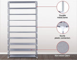 Shoe Rack 10 Tier Shelves Shoes Cabinet Storage Organiser DIY - Silver