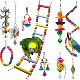 10PC Parrot Hanging Swing Bird Toy Harness Cage Ladder Parakeet Cockatiel Hammock