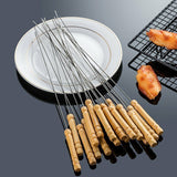 12x BBQ Metal Skewers Stainless Steel Flat Needle Barbecue Tools Kebab Stick
