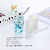 2x Silicone Mold Set Resin Epoxy Crafts Making Brush Pot Pen Holder Mould DIY
